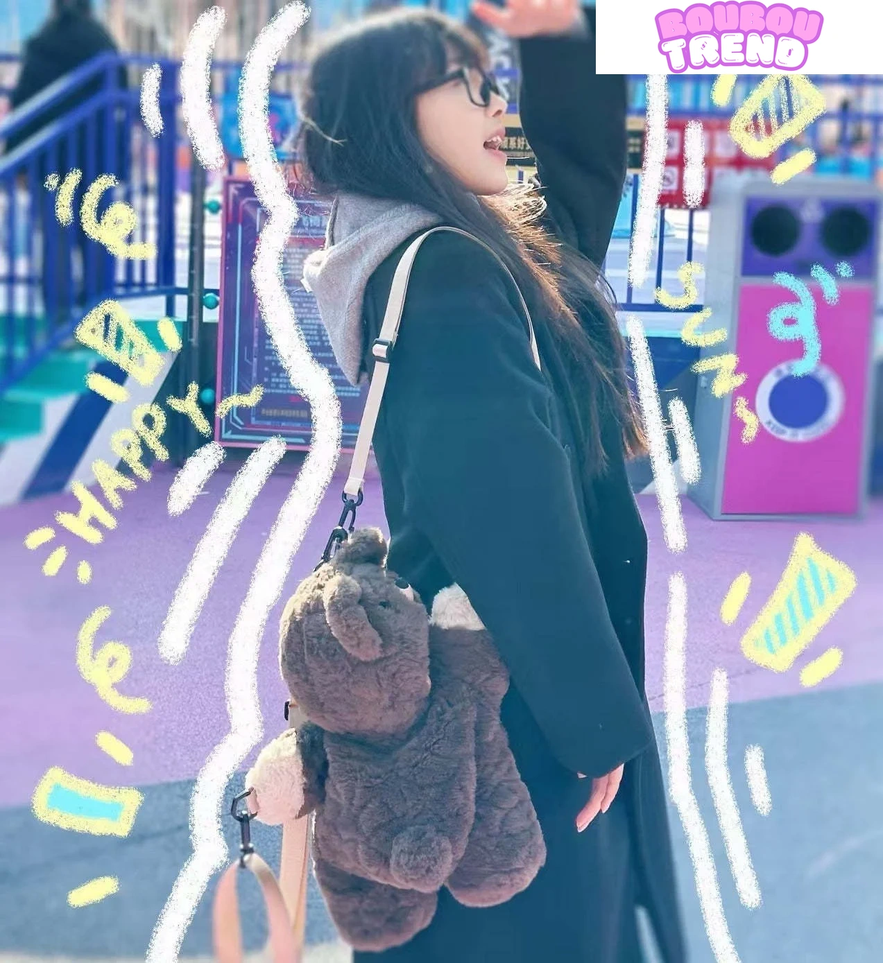Sac bandoulière en peluche série Baby Three Bear Hug