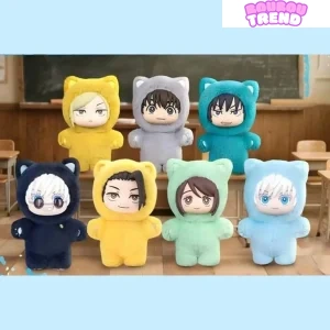 Série de peluches Jujutsu Kaisen avec oreilles de chat, boîte surprise
