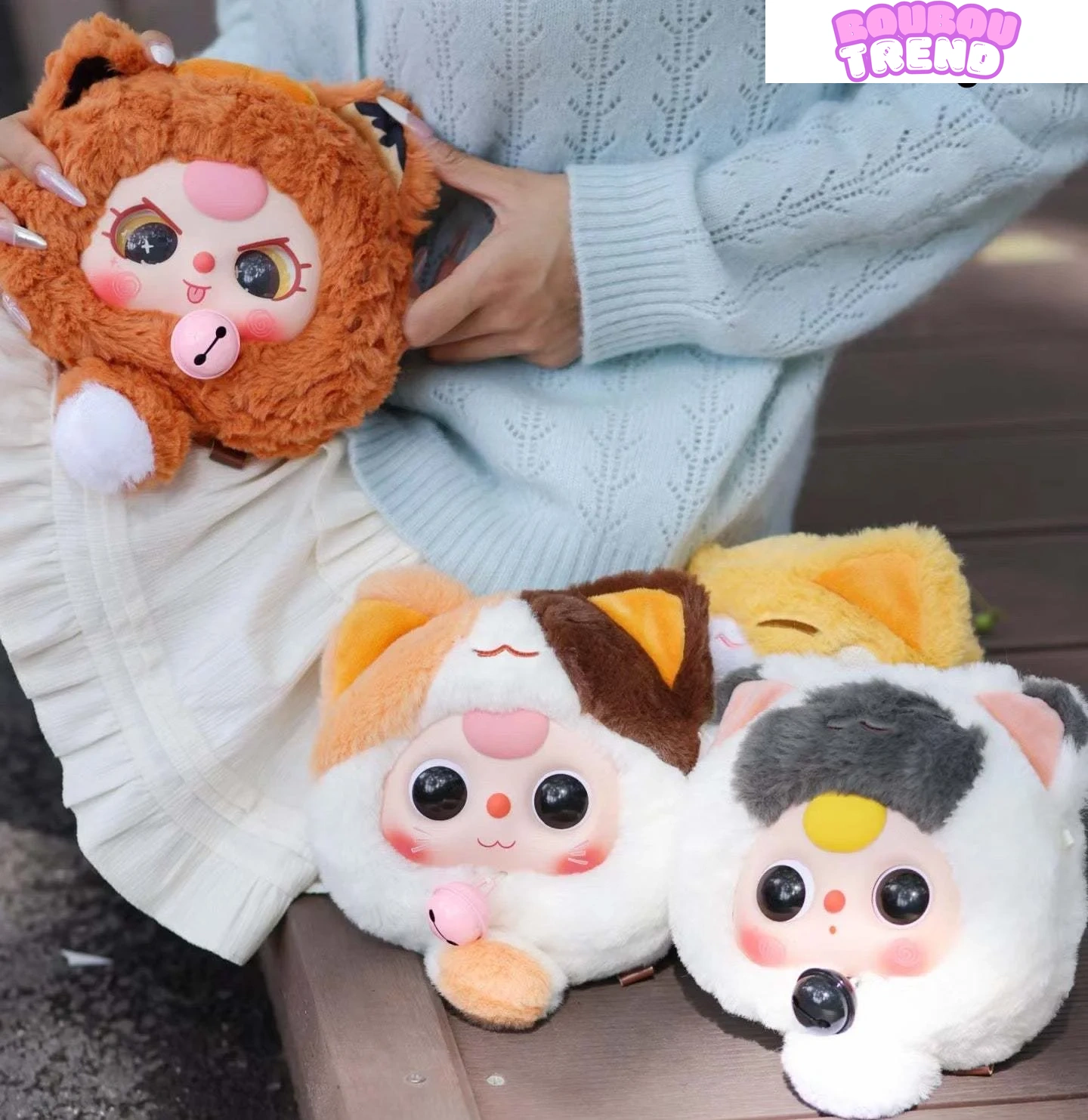Sac zippé en peluche Chat de la fortune