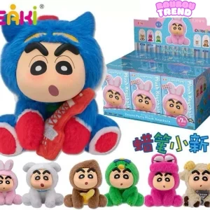 Porte-clés en peluche de la série Zuozuo Party de Crayon Shinchan en boîte surprise